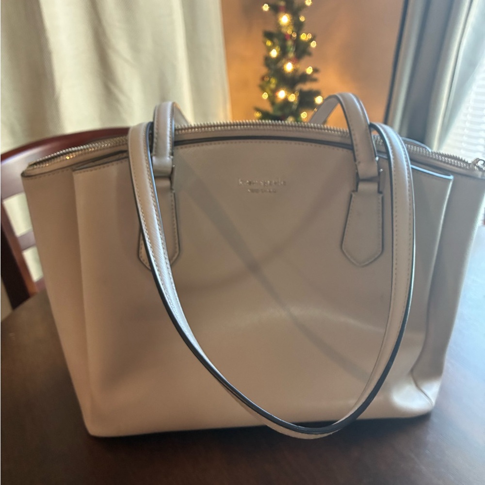 Kate Spade tan/beige Leather Bookend Tote